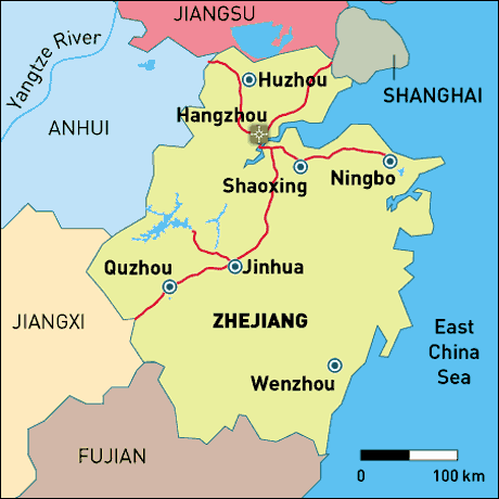 Карта zhejiang china
